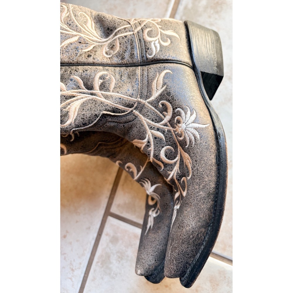 Stetson Womens Garden Variety Grey Floral Embroidered Western Boot Size 7.5‎ - Picture 3 of 9